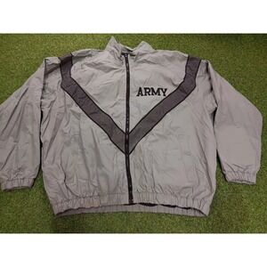 Jwod Skilcraft US Army Windbreaker Jacket Mens XL Gray Mesh Lined Logo‎ Tactical